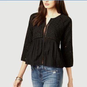 Lucky Brand Crochet-Trim Embroidered Jacket